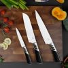 CHUSHIJI Knife Set, 3 PCS Kitchen Knife Set, Ultra Sharp Chef Knife Set, Santoku Knife, Utility Knife, Stainless Steel Knife Sets for Kitchen