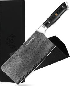 Kegani Meat Cleaver Knife 7 Inch - Damascus 73 Layers AUS-10 Steel Core Butcher Knife - G10 Handle Chinese Knife With Gift Box & Sheath (size: Chef Knife)