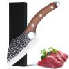 Viking Knife Japanese Professional Kitchen Knife, Hand Forged Meat Cleaver Knife With Finger Hole And Heart Hanging Hole