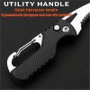 Serrated Pocket Knife Hook Blade Utility Knife Folding Camping Knife Parcel Knife Pocket Carton Cutter Box Opener Outdoor Multitool