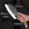 Viking Knife Japanese Professional Kitchen Knife, Hand Forged Meat Cleaver Knife With Finger Hole And Heart Hanging Hole