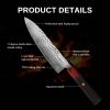 Kegani Damascus Japanese Chef Knife, 67 Layers VG-10 Japanese Knife Natural Hammered Chef Knife Japanese Rosewood Handle